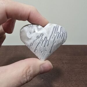 White Lace Agate Crystal Heart #B